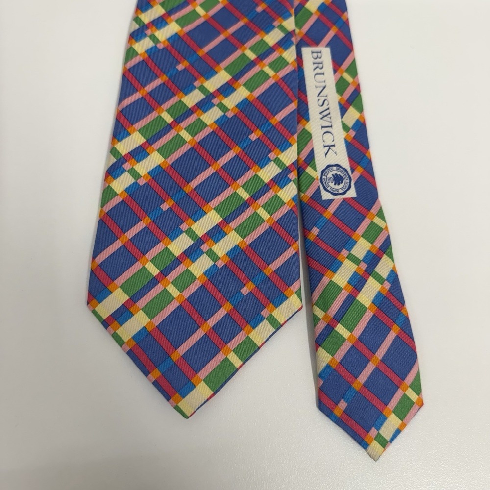 Vineyard Vines NEW Men's Tie Multicolor Plaid Brunswick School Silk 3 3/8" x 58"